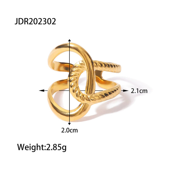 Wholesale Women's Stainless Steel Geometric Open Ring With 18K Gold Electroplating