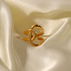Wholesale Women's Stainless Steel Geometric Open Ring With 18K Gold Electroplating