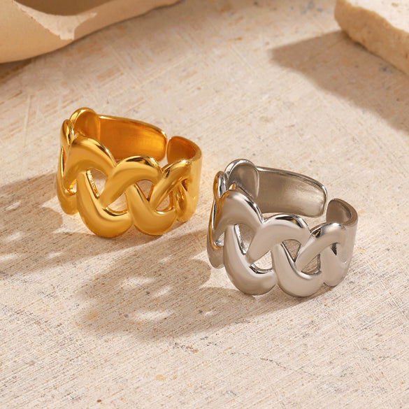 Wholesale Women's Stainless Steel Geometric Open Ring With 18K Goldplated Electroplating