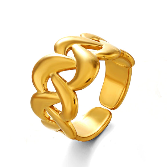 Wholesale Women's Stainless Steel Geometric Open Ring With 18K Goldplated Electroplating