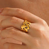 Wholesale Women's Stainless Steel Geometric Open Ring With 18K Goldplated Electroplating