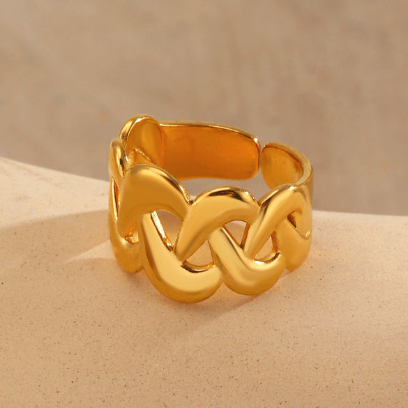 Wholesale Women's Stainless Steel Geometric Open Ring With 18K Goldplated Electroplating