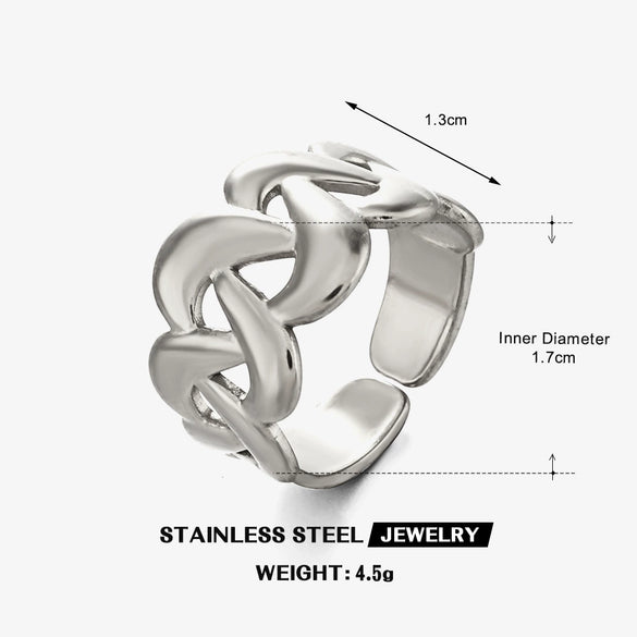 Wholesale Women's Stainless Steel Geometric Open Ring With 18K Goldplated Electroplating