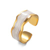 Wholesale Women's Stainless Steel Geometric Open Ring With Oil Dripping Pattern And Goldplated French Retro Style