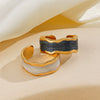 Wholesale Women's Stainless Steel Geometric Open Ring With Oil Dripping Pattern And Goldplated French Retro Style