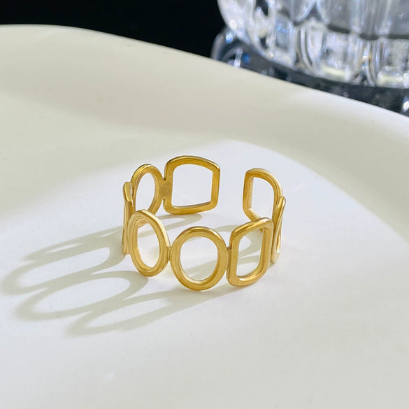 Wholesale Women's Stainless Steel Geometric Open Ring With Polishing Treatment