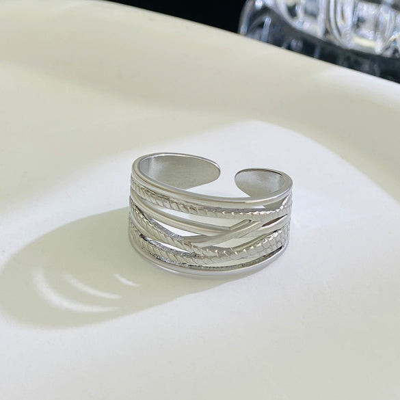 Wholesale Women's Stainless Steel Geometric Open Ring With Polishing Treatment