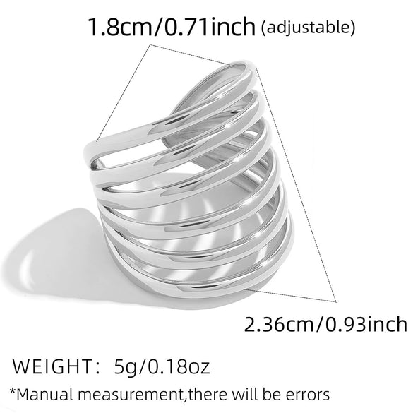 Wholesale Women's Stainless Steel Geometric Open Ring With Vacuum Real Gold Plating In Pvd Furnace Jewelry Accessory