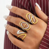 Wholesale Women's Stainless Steel Geometric Open Ring With Vacuum Real Gold Plating In Pvd Furnace