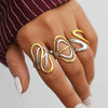 Wholesale Women's Stainless Steel Geometric Open Ring With Vacuum Real Gold Plating In Pvd Furnace