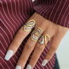 Wholesale Women's Stainless Steel Geometric Open Ring With Vacuum Real Gold Plating In Pvd Furnace