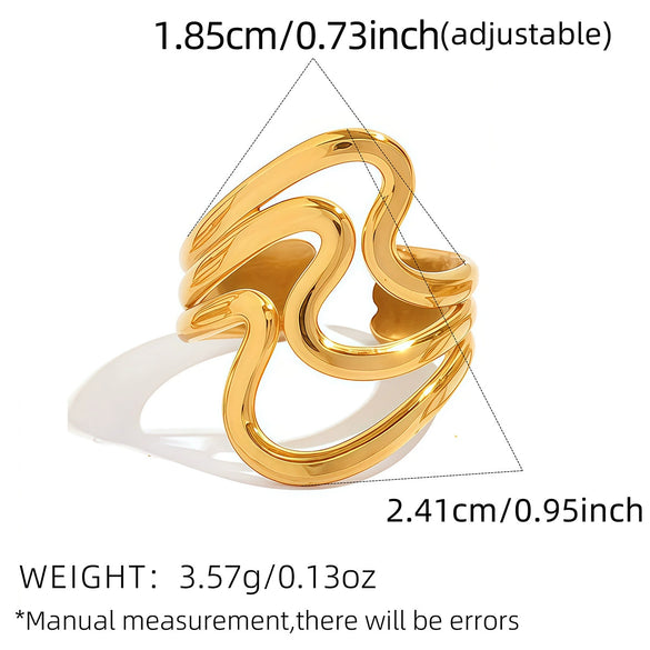 Wholesale Women's Stainless Steel Geometric Open Rings With Vacuum Plating