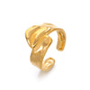 Wholesale Women's Stainless Steel Geometric Opening Adjustable Ring 18K Gold Plated