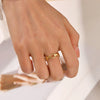 Wholesale Women's Stainless Steel Geometric Opening Adjustable Ring With Electroplating Design No Fading