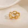 Wholesale Women's Stainless Steel Geometric Opening Adjustable Ring With Electroplating Design No Fading