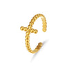 Wholesale Women's Stainless Steel Geometric Opening Adjustable Ring With 18K Gold Plated Electroplating