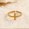 Wholesale Women's Stainless Steel Geometric Opening Adjustable Ring With 18K Gold Plated Electroplating