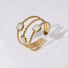 Wholesale Women's Stainless Steel Geometric Opening Ring With 18K Gold Oil Plated Simple Design