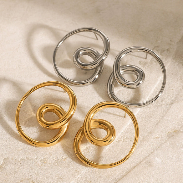 Wholesale Women's Stainless Steel Geometric Original Design Electroplated Rotating Earrings