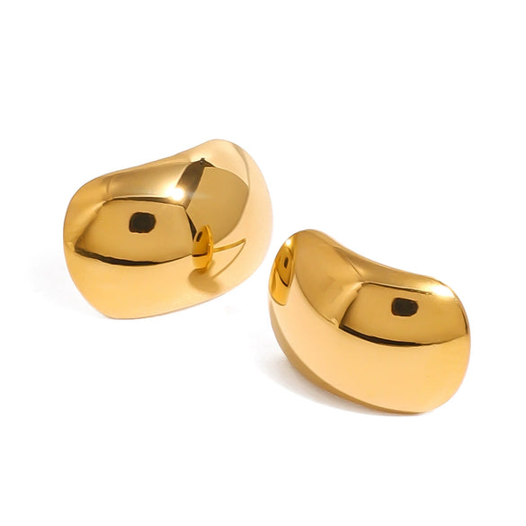 Wholesale Women's Stainless Steel Geometric Oval Earrings With 18K Gold Electroplating Retro Light Luxury Style