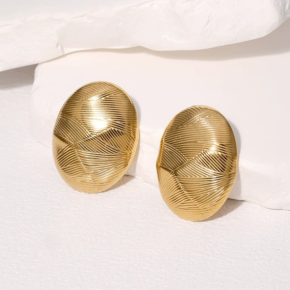 Wholesale Women's Stainless Steel Geometric Oval Exaggerated High End Non Fading Earrings With Electroplating