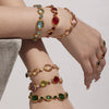 Wholesale Women's 316L Stainless Steel Geometric Oval Faceted Czech Glass Bracelet With Electroplating