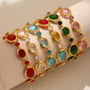 Wholesale Women's 316L Stainless Steel Geometric Oval Faceted Czech Glass Bracelet With Electroplating