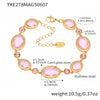 Wholesale Women's 316L Stainless Steel Geometric Oval Faceted Czech Glass Bracelet With Electroplating