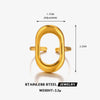Wholesale Women's Stainless Steel Geometric Oval Hollow Adjustable Ring With Electroplating