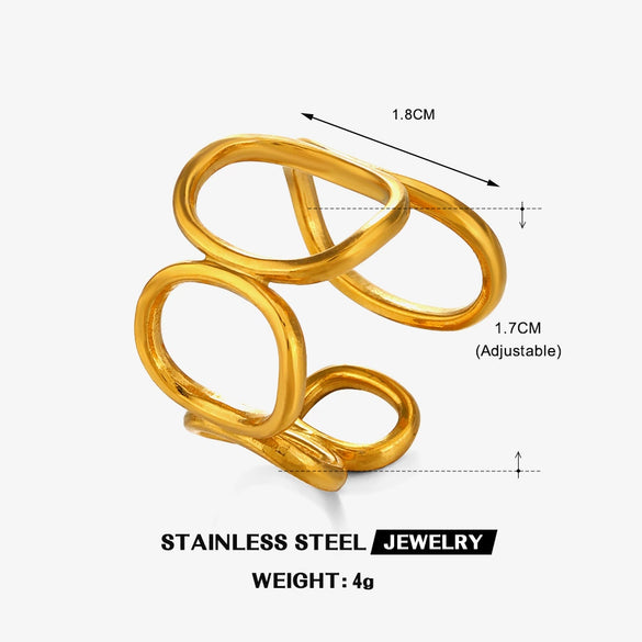 Wholesale Women's Stainless Steel Geometric Oval Ring With Electroplating Treatment