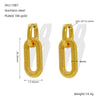Wholesale Women's 316L Stainless Steel Geometric Oval Thread Ear Buckle Electroplated Earrings