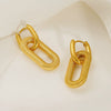 Wholesale Women's 316L Stainless Steel Geometric Oval Thread Ear Buckle Electroplated Earrings