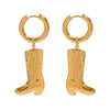 Wholesale Women's Stainless Steel Geometric Pattern Boots Pendant Earrings With Electroplating Design