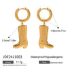 Wholesale Women's Stainless Steel Geometric Pattern Boots Pendant Earrings With Electroplating Design