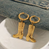 Wholesale Women's Stainless Steel Geometric Pattern Boots Pendant Earrings With Electroplating Design