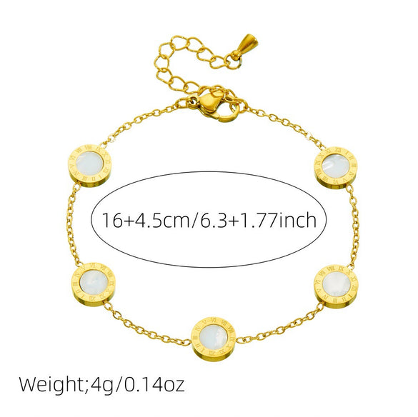 Wholesale Women's Stainless Steel Geometric Pattern Electroplated Fashion Simple Temperament Round Bracelet