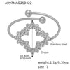 Wholesale Women's Stainless Steel Geometric Pattern Electroplated Microinlaid Zircon Ferris Wheel Fourleaf Flower Opening Finger Ring
