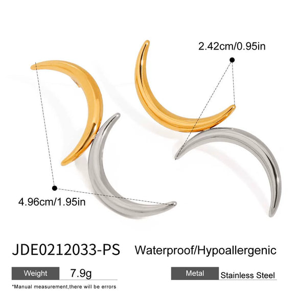 Wholesale Women's Stainless Steel Geometric Pattern Electroplated Moon Earrings