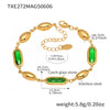 Wholesale Women's 316L Stainless Steel Geometric Pattern Electroplated Oval Glass Stone Bracelet Jewelry