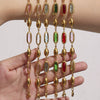 Wholesale Women's 316L Stainless Steel Geometric Pattern Electroplated Oval Glass Stone Bracelet Jewelry