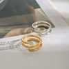 Wholesale Women's Stainless Steel Geometric Pattern Electroplated Threelayer Split Ring Jewelry