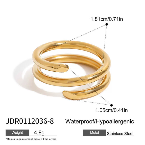 Wholesale Women's Stainless Steel Geometric Pattern Electroplated Threelayer Split Ring Jewelry