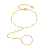 Wholesale Women's 316L Stainless Steel Geometric Pattern 18K Gold Plated Finger Chain Bracelet