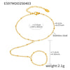 Wholesale Women's 316L Stainless Steel Geometric Pattern 18K Gold Plated Finger Chain Bracelet