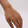 Wholesale Women's 316L Stainless Steel Geometric Pattern 18K Gold Plated Finger Chain Bracelet