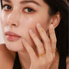 Wholesale Women's 316L Stainless Steel Geometric Pattern 18K Gold Plated Opening Ring Jewelry