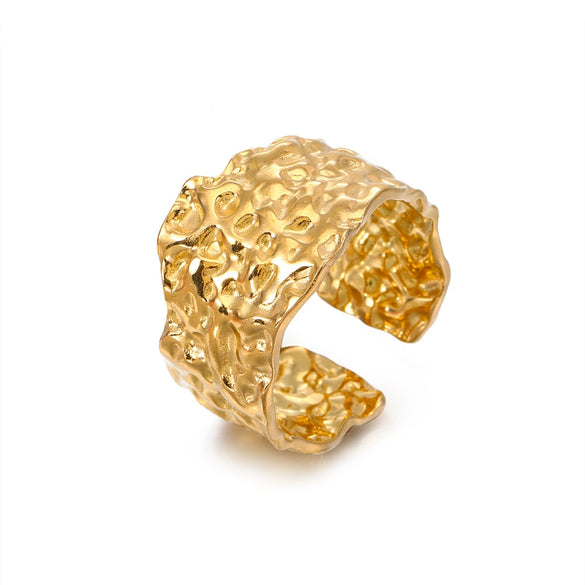 Wholesale Women's Stainless Steel Geometric Pattern Opening Adjustment Ring With Electroplating