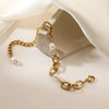 Wholesale Women's Stainless Steel Geometric Pearl Bracelet With 18K Gold Plated Electroplating Treatment