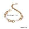 Wholesale Women's Stainless Steel Geometric Pearl Bracelet With 18K Gold Plated Electroplating Treatment