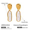 Wholesale Women's Stainless Steel Geometric Pearl Earrings With Electroplating And Quiet Design Sense